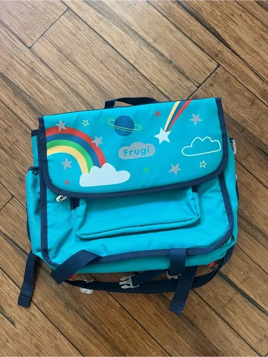 Frugi Kids Teal Rainbow & Stars School Satchel