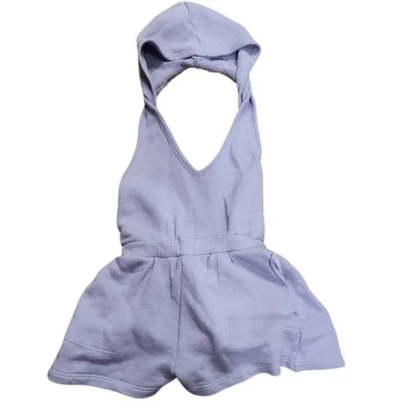 Free People FP Beach Oliver Terry Romper Boho Hoodie Sporty Beach purple Medium