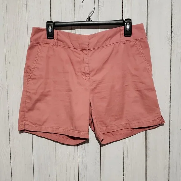 Loft Size 6 Women's Shorts Coral Pink Chino‎ Cotton Boho Cottage Casual Preppy
