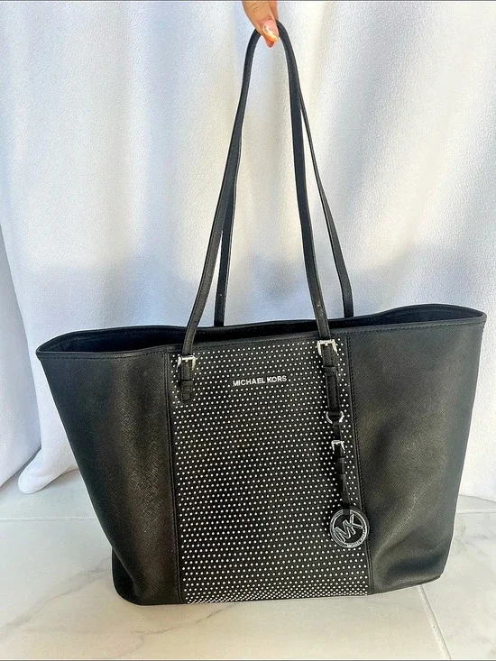 Michael Kors Jet Set Studded Travel Tote Black