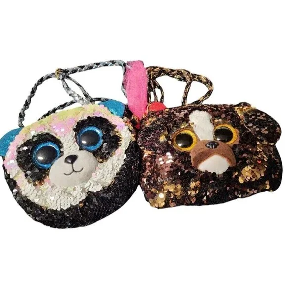 TY Girls Purses Set of 2 Sequin Bamboo & Brutus