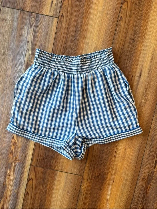 Blue gingham shorts