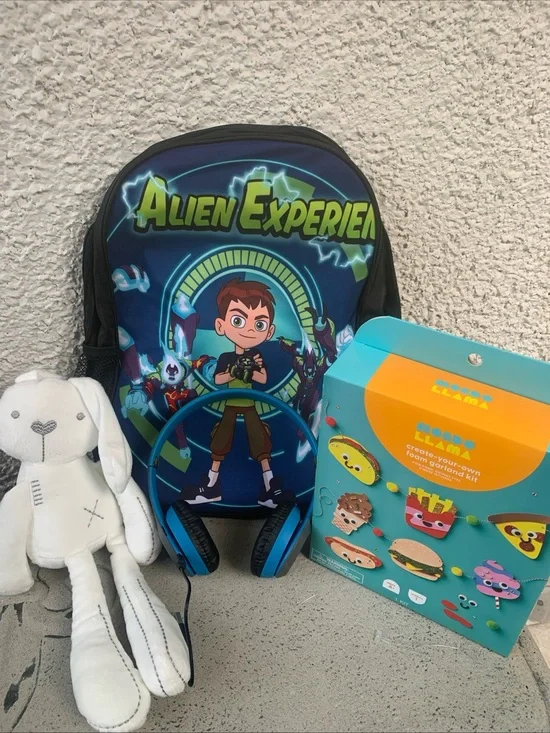 47 Alien Experience Kids Backpack in Navy Blue with Bright Green Accents