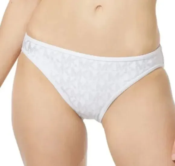 Michael Kors White Classic Logo Bikini Bottom M NWT