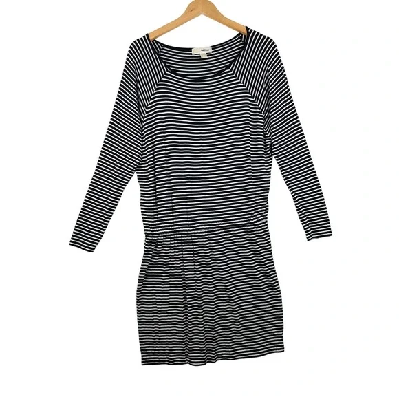 Michael Kors Striped Long Sleeve Dress size‎ Medium Black/White