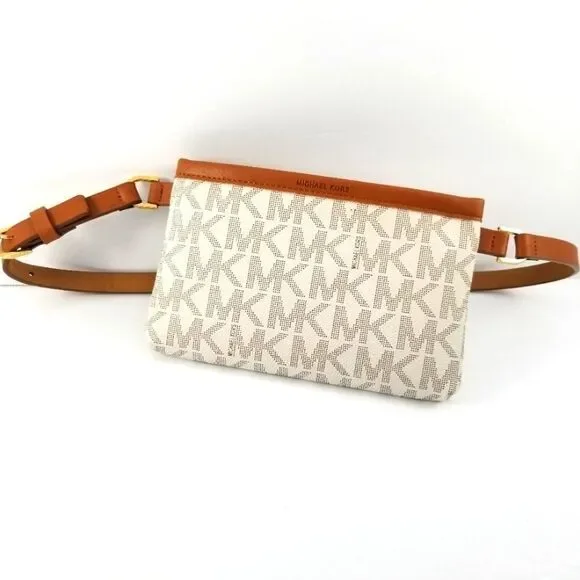 NWOT Michael Kors Belt Bag‎ Waist Wallet MK Logo Cream Size Small. P67
