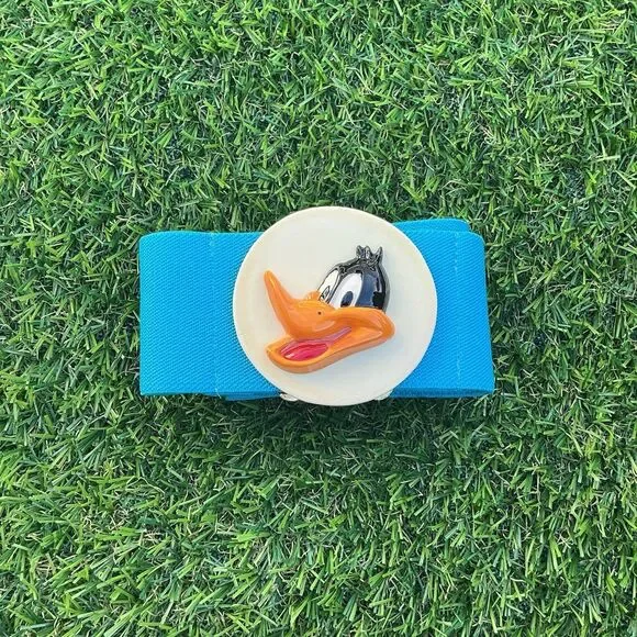 Vintage Daffy Duck Looney Tunes Blue Stretch Belt 3D Character Buckle 31”
