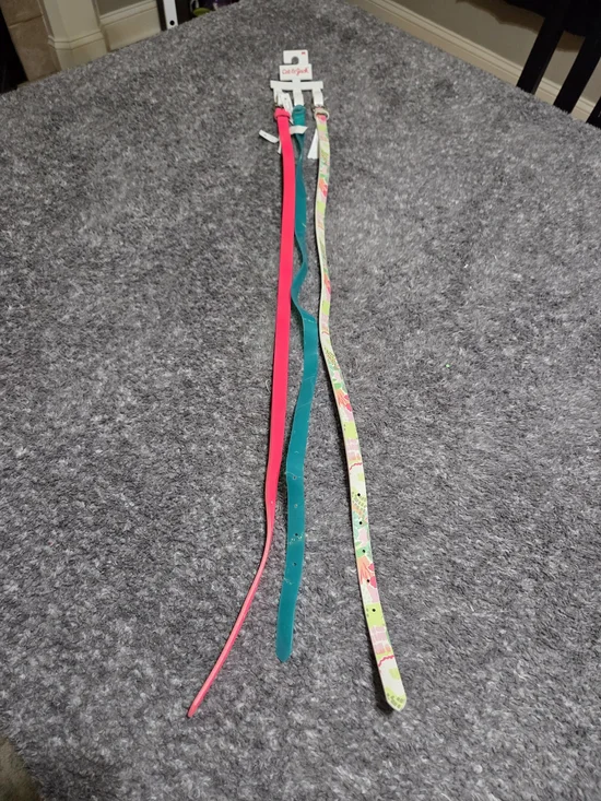 Cat & Jack Pink, Teal and Floral Girls Belt Trio