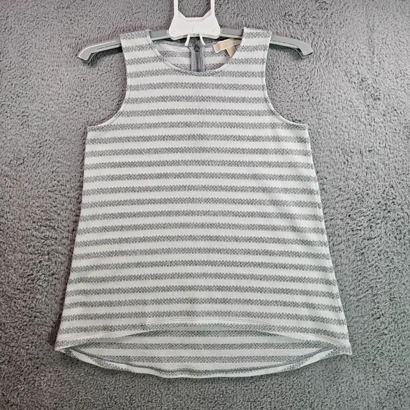 Michael Kors Sleeveless Top Women‎ Small Knit White Gray Striped - S