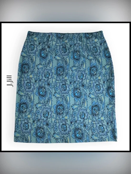 J. Jill Blue Floral Jacquard Mini Skirt