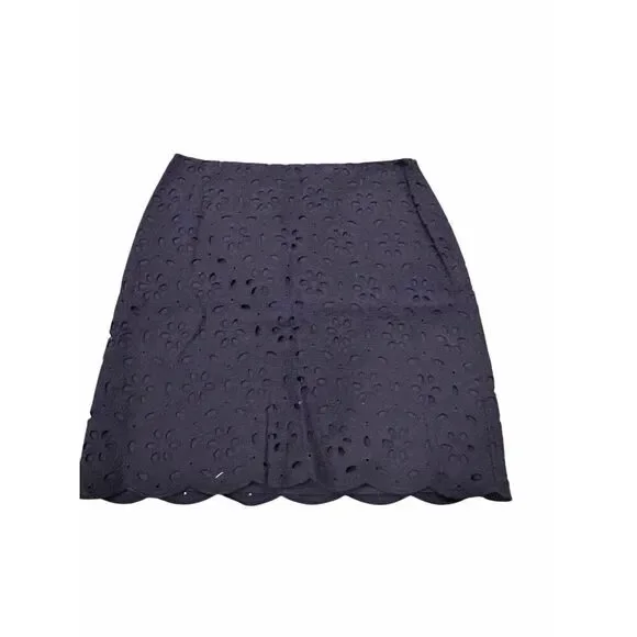 Talbots navy eyelet mini skirt- size 6