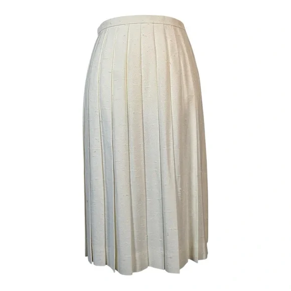 Vintage Cream Pleated Skirt Women’s S‎ Evan Picone A-Line Classic Preppy Chic