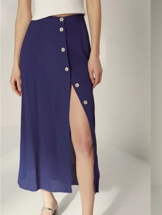 Wilfred Navy Button-Side Maxi Skirt Size 0