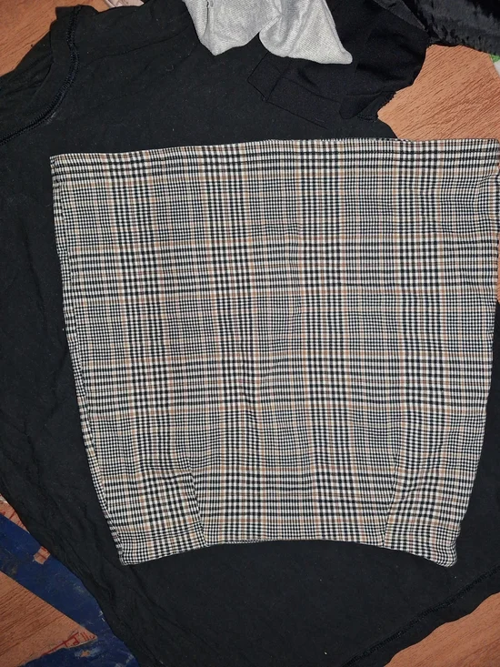 SHEIN Black and Tan  Plaid Skirt