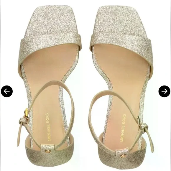 Michael Kors Glitter Leather Pale Gold Heels Size‎ 8.5 NEW