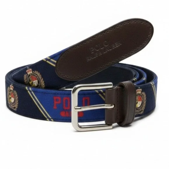 Ralph Lauren Boys Crest Webbed Belt Medium M‎ Youth Women XS Unisex New