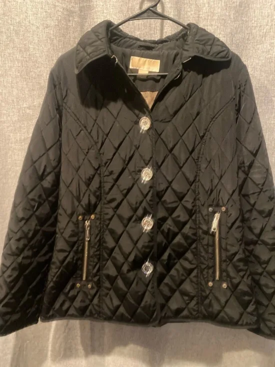 Michael Kors Black Quilted Puffer Jacket with Zip Pockets