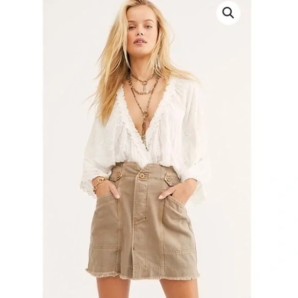 Free People Alpha Utility Mini Skirt in Willow