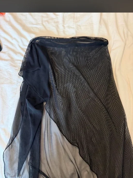 Sheer Black Asymmetric Women's Skirt