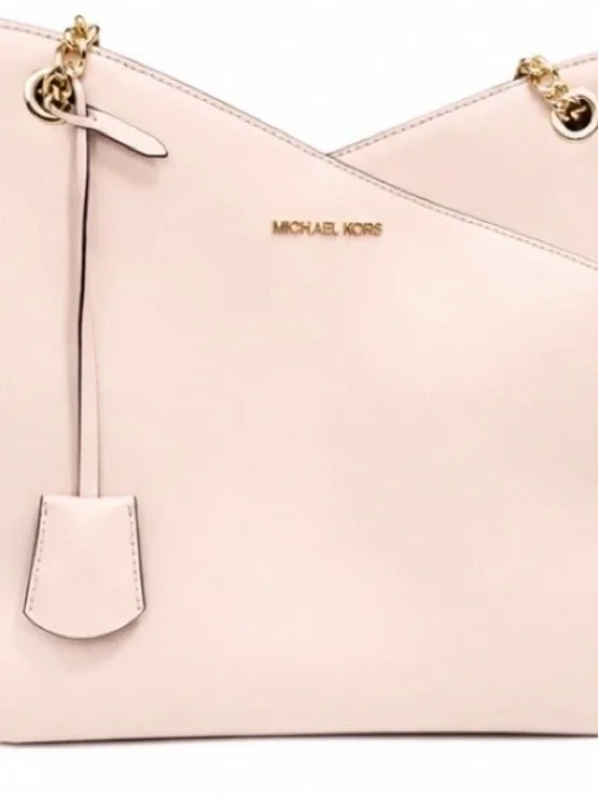 Michael Kors Blush Pink Leather Shoulder Tote with Gold Hardware