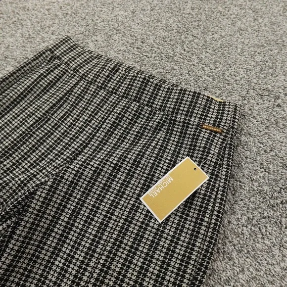 NEW Michael Kors Pants Womens S Houndstooth Pull On Dress Trouser Mid Rise Flare