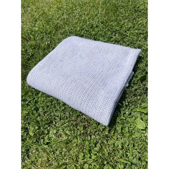 Crochet White Muted Rainbow Afghan Baby Nursery Throw Blanket‎ Cottage Country