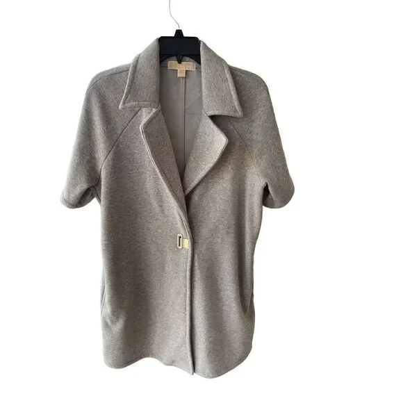 MICHAEL KORS Womens Gray Fleece Lined Short Sleeve Jacket Size Large