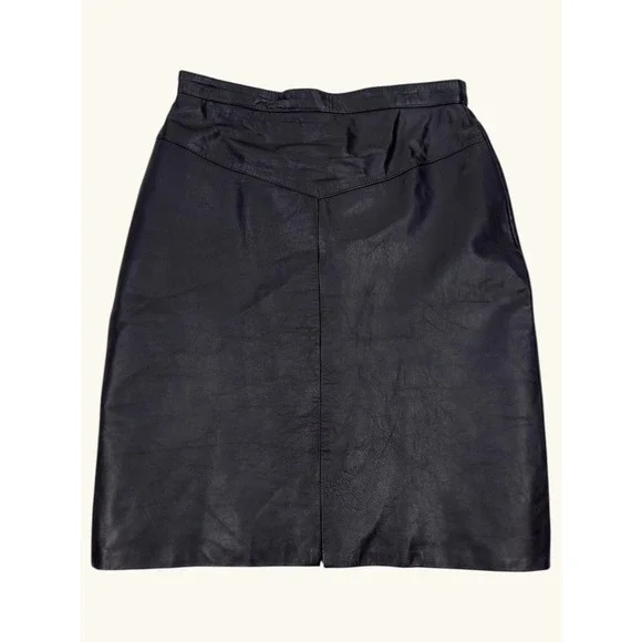 Outerbound by HMS Vintage Black Leather Pencil Skirt V-Yoke Size 11/12