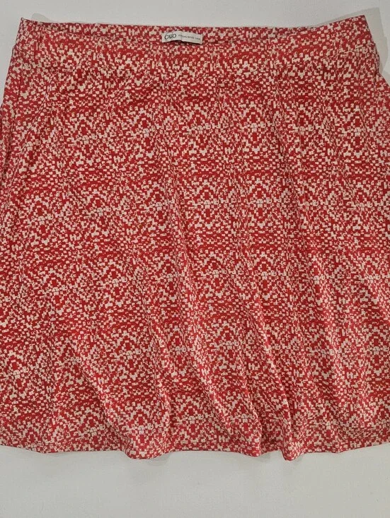 NWT Cato Mini Skirt Womens XL Coral White Geometric Preppy Athleisure Casual