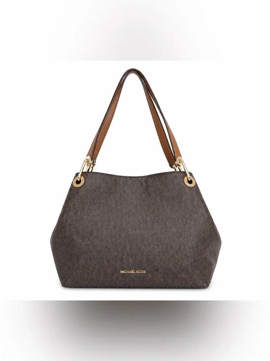 Michael Kors Women’s Brown Signature Logo Shoulder Tote Bag