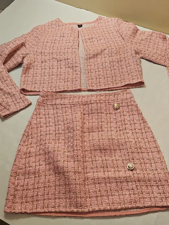 Elle Woods Pink Costume Tweed Mini Skirt Set.size XS