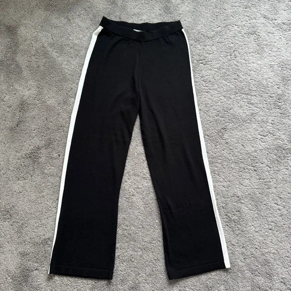 Michael Kors Black Wide-leg Pants with White Accents