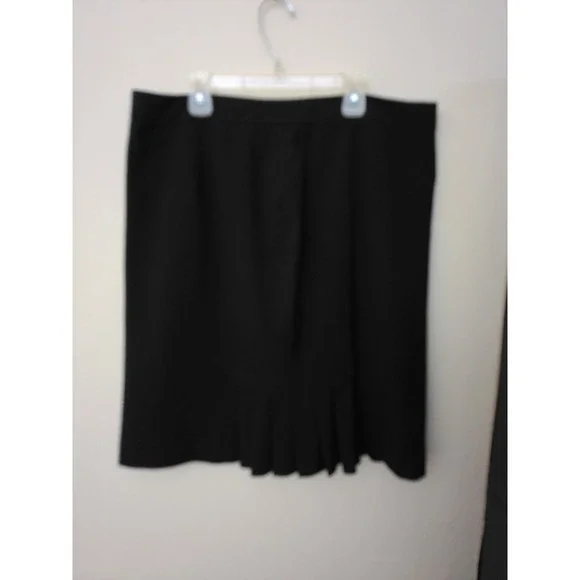 Tahari Skirt Womens Black Size 14 Pencil Pleated Hem Business Career Office
