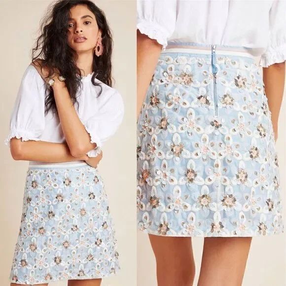 ANTHROPOLOGIE + MAEVEPersephone Beaded Mini Skirt