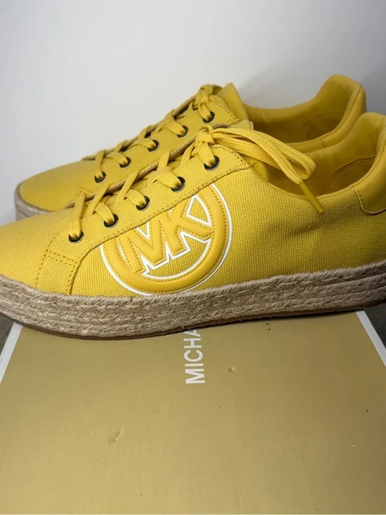 Michael Kors Poppy Espadrille Canvas Sneakers – Daffodil Yellow  Platform Sz 11M
