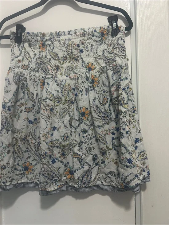 J. Jill White Mini Skirt with Blue and Yellow Floral Print