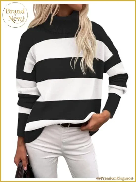 Chunky Knit Turtleneck Sweater Oversized Pullover Soft Warm