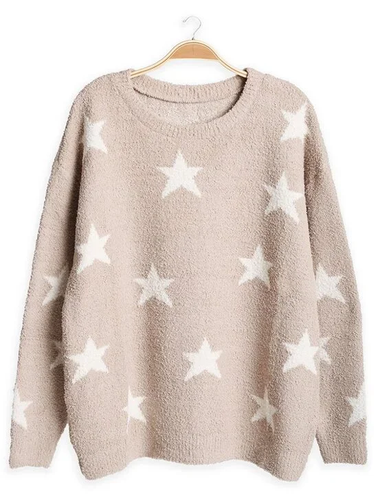 Star Pattern Crew Neck Sweater