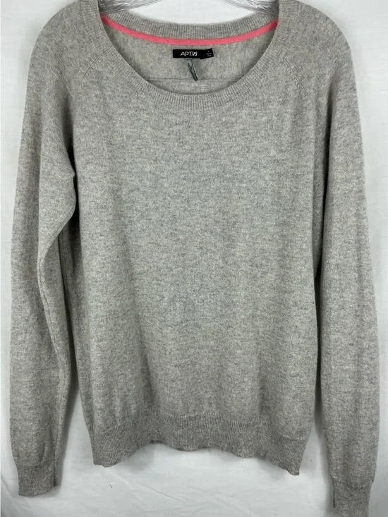 APT.9 Gray 100% Cashmere Lightweight Sweater
