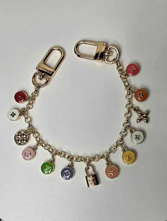 Louis Vuitton Women Gold Tone Multicolor Logo Chain Bag Charm
