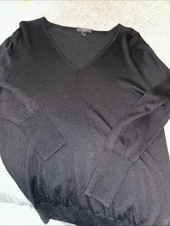 J. Crew Women’s Black V-Neck Merino Wool Sweater