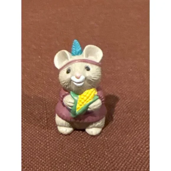 Hallmark Merry Miniatures Thanksgiving Maiden Mouse with Corn