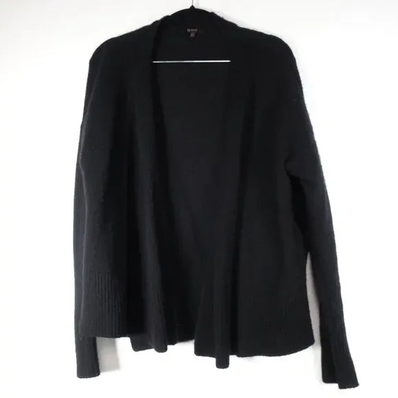 Fair No Belt* Quince Women's S Black Mongolian Cashmere Belted Wrap Sweater