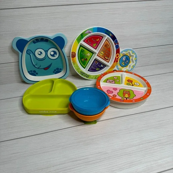 Simka Rose Gerber Toddler‎ Feeding Bundle Suction Plates Bowls Divided Dishes