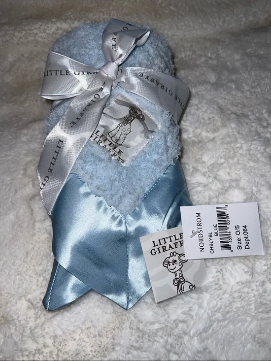 Little Giraffe Light Blue Chenille Baby Mini Blanket