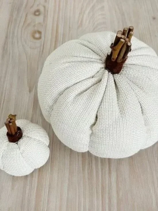 Cream Knit Pumpkin Set Large & Mini Fall Harvest Decor