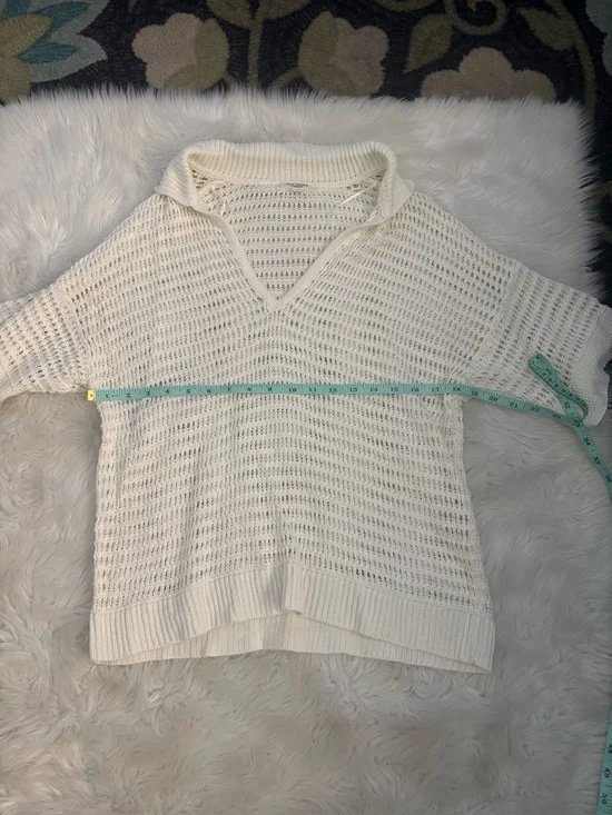 Max Studio Open-Knit V-Neck Pullover Sweater - Ivory