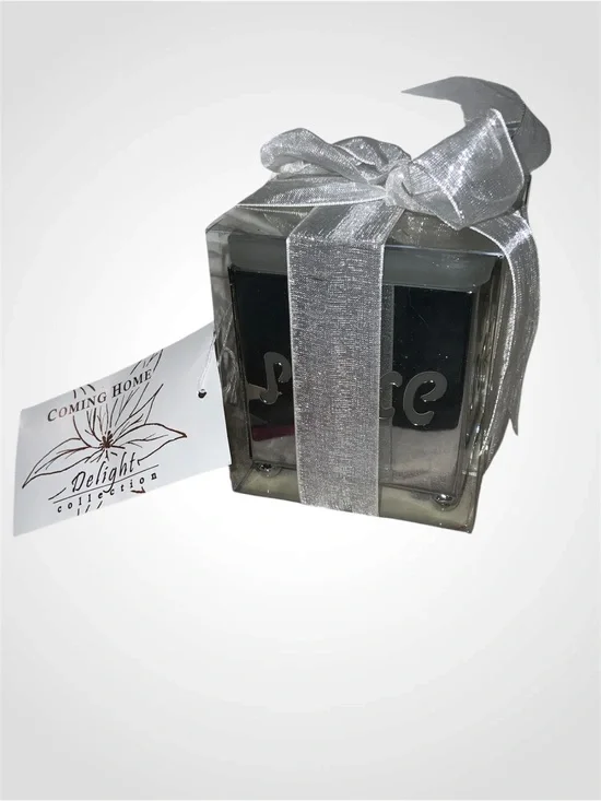 Coming Home Delights Silver 3” Candle Holder with Ribbon
