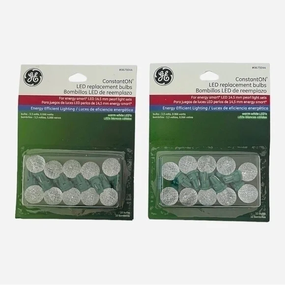 GE LED String Micro Bulbs Warm White 14.5mm Pearl Energy Smart Set 2 Packs NIB