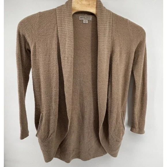 Bearfoot Dreams Long Sleeve‎ Cozy Chic Lite Circle Lounge Cardigan Taupe Small